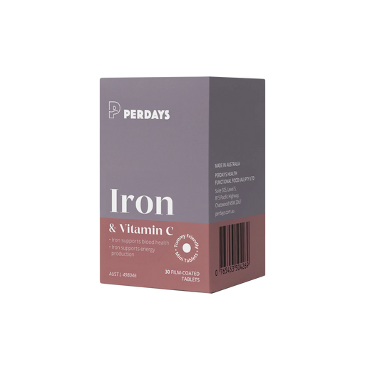Perdays Iron And Vitamin C 30 Tablets.