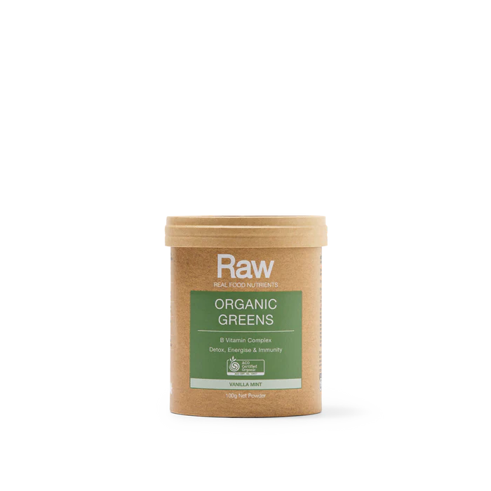 Amazonia Raw Organic Greens Vanilla Mint 100g.