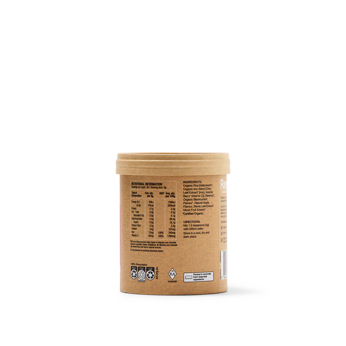 Amazonia Raw Organic Iron Apple Blackcurrant 100g