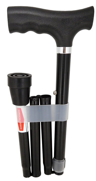 Surgical Basic Walking Stick Foldable Adjustable Black 83-95cm