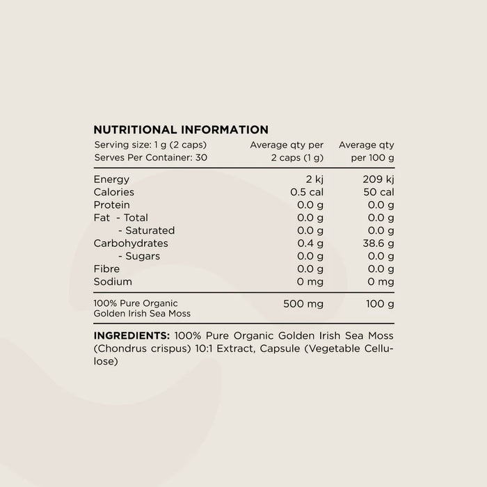 Switch Nutrition Sea Moss 10:1 Organic Irish Sea Moss 60 Capsules.
