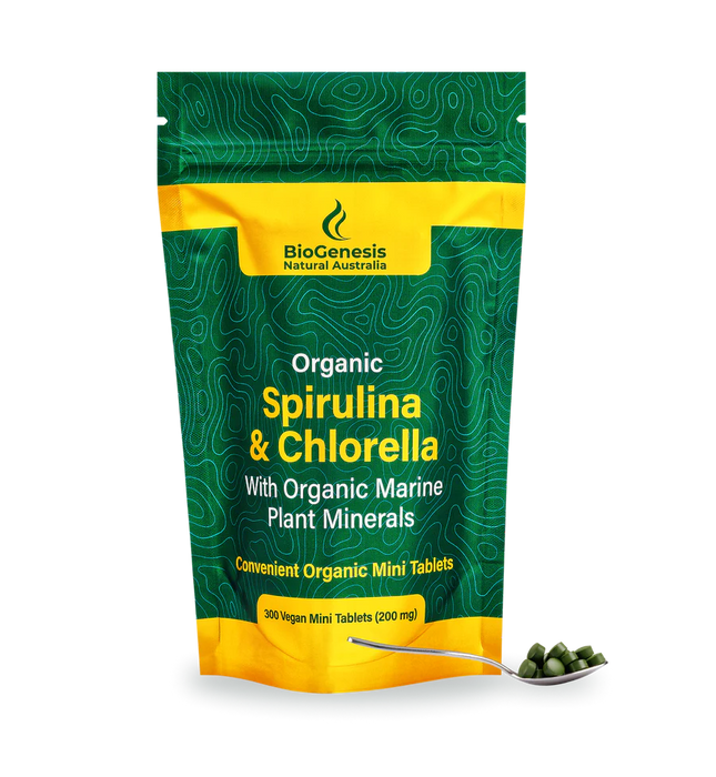 BioGenesis Australian Organic Spirulina + Chlorella 300 Mini Tablets