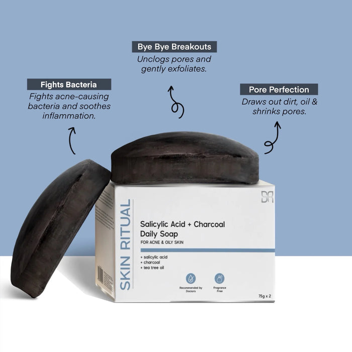 Skin Ritual Salicylic Acid Charcoal Soap 2 x 75g