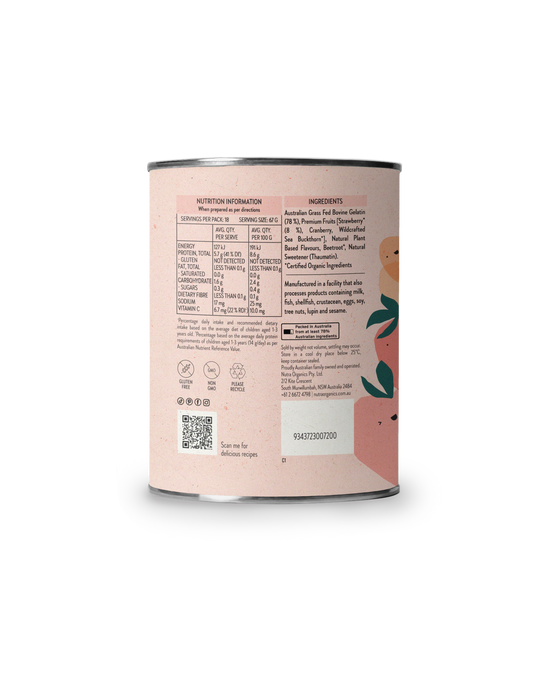 Nutra Organics Kids Gutsy Gummies Powder Strawberry 150g.