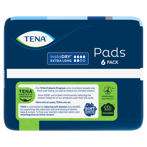 Tena Instadry Long Length Pads 6 Pack