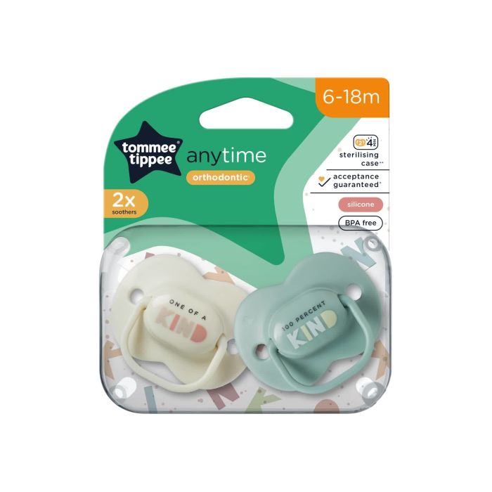 Tommee Tippee Close To Nature Any Time Soother 0-6 Months 2 Pack ASSORTED COLOUR - PRODUCTS SELECTED RANDOMLY.