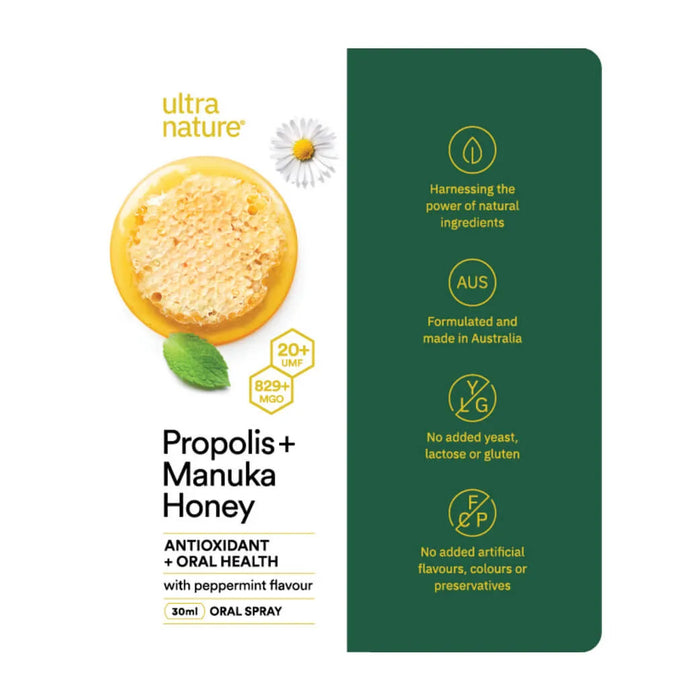 Ultra Nature Propolis & Manuka Honey Oral Spray 30ml.
