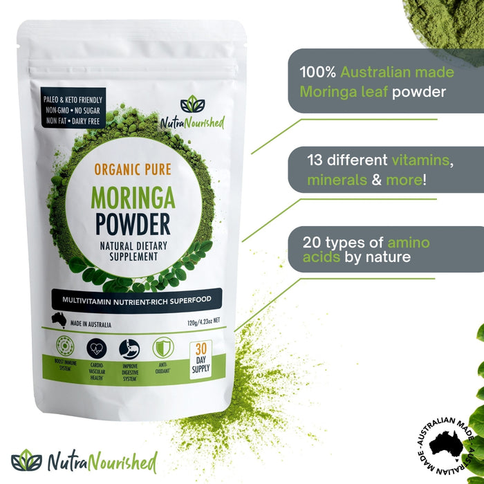 Nutra Nourished Organic Moringa Powder 120g.