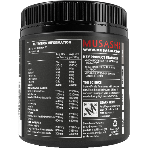 Musashi Pre Workout Amino Acid Watermelon 225g