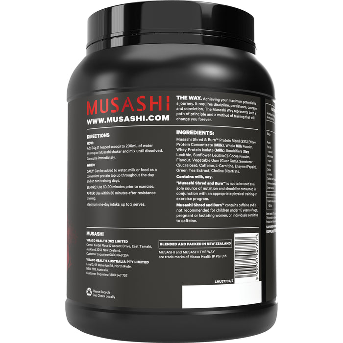 Musashi Shred & Burn Protein Powder Chocolate Milkshake 900g.