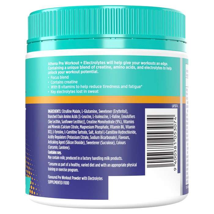 Athena Pre Work Out + Electrolytes 275g Mango Short Dated