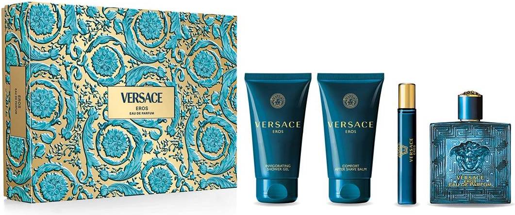 Versace Eros Gift Set - 100ml EDP + 75ml Shower Gel & After Shave Balm + 10ml EDP