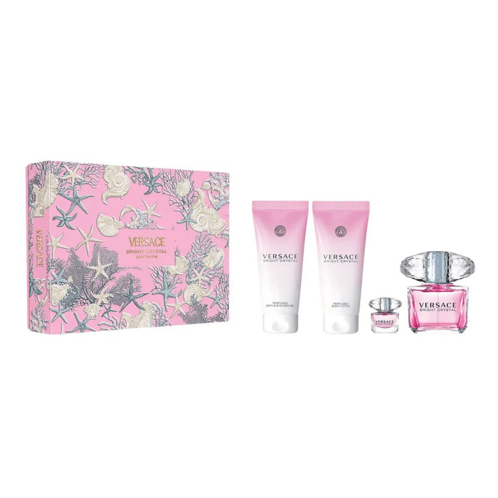 Versace Bright Crystal EDT 90ml+EDT 5ml + Body Lotion 100ml & Shower Gel 100ml Gift Set
