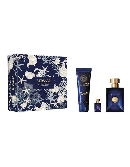 Versace Dylan Blue 100ml EDT +Shower Gel 150ml & EDT 5ml 3 Piece Gift Set