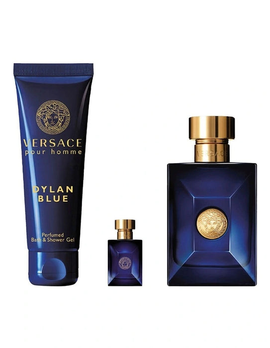 Versace Dylan Blue 100ml EDT +Shower Gel 150ml & EDT 5ml 3 Piece Gift Set