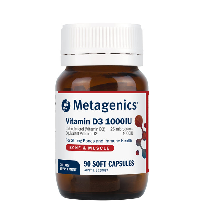 Metagenics Vitamin D3 1000IU 90 Capsules.