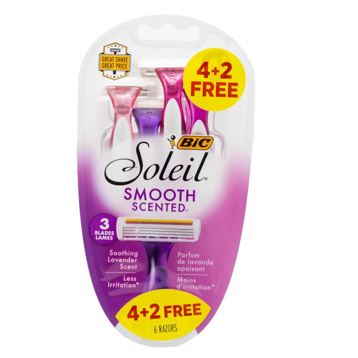 Bic Soleil Smooth Lavender Scented 3 Blade Razors 6 Pack