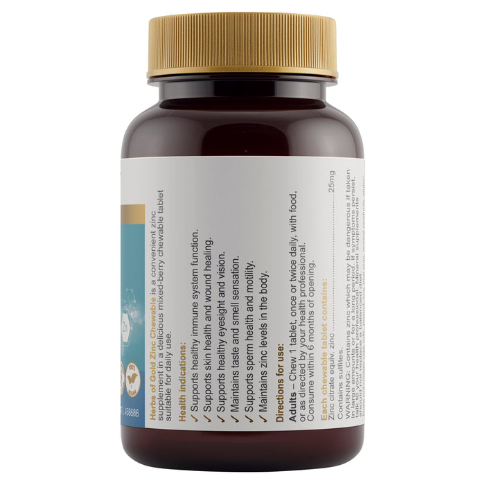 Herbs Of Gold Zinc Chewable 60 Tablets