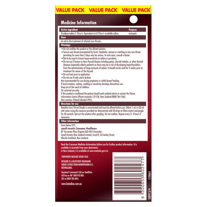 Betadine Sore Throat Gargle 40ml.