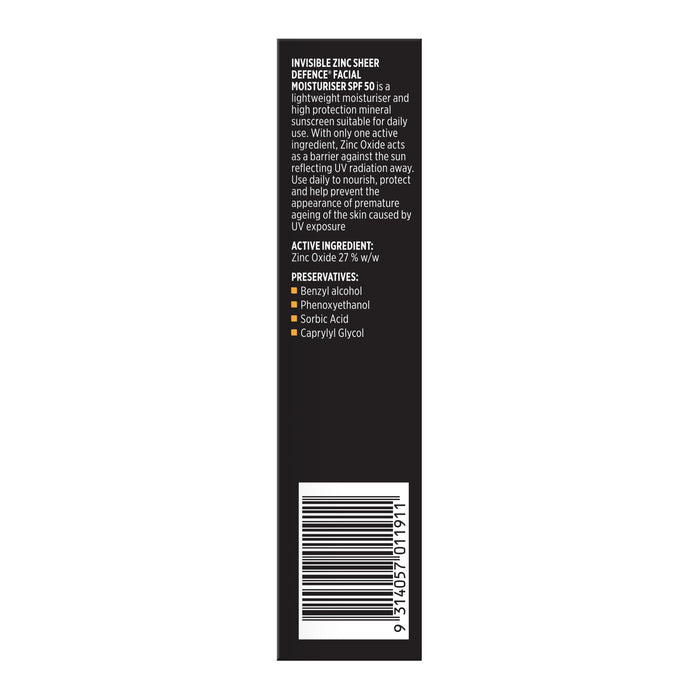 Invisible Zinc Sheer Defence Moisturiser SPF50 50g