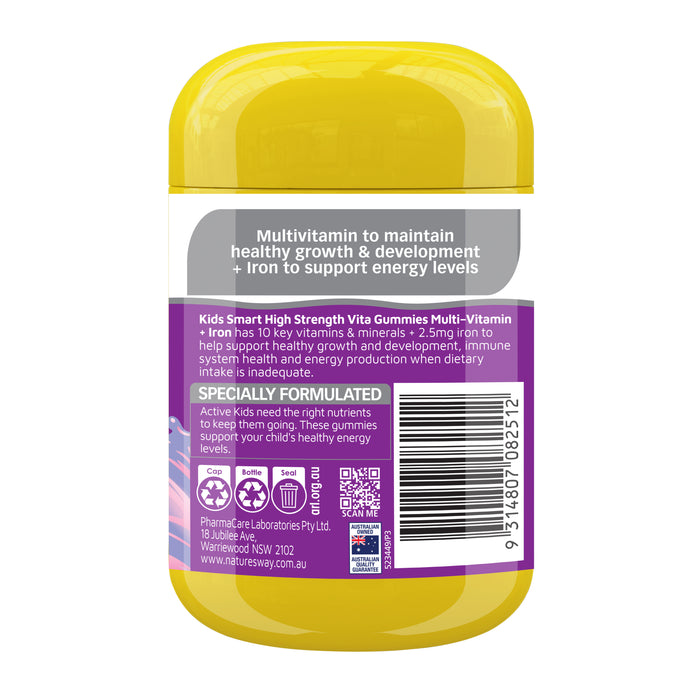 Nature's Way Kid's Smart Vita Gummies High Strength Multi-Vitamin + Iron 40 Mixed Berry Flavoured Pa