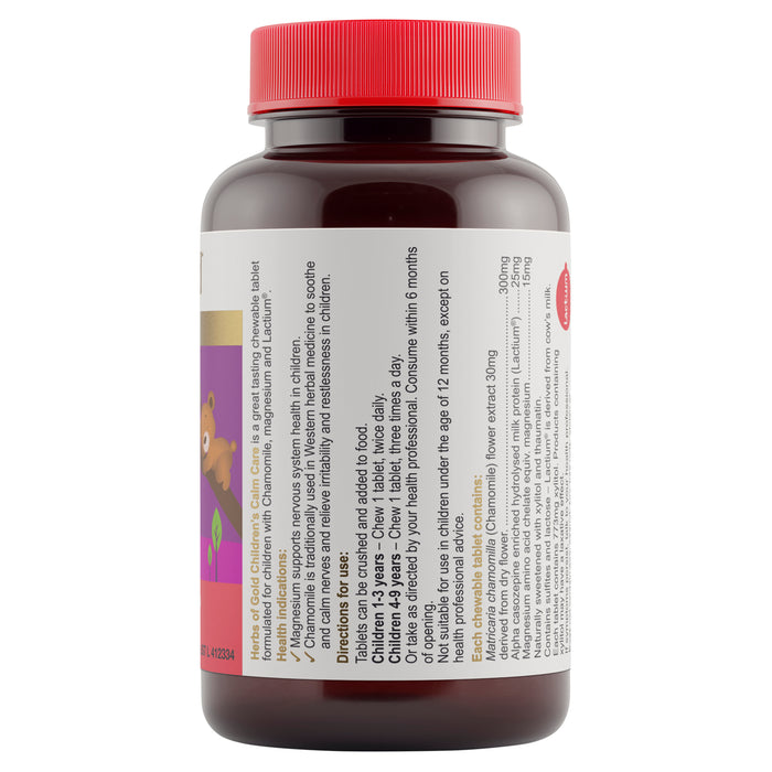 Herbs Of Gold Childrens Calm Care 60 Chewable Tablets.