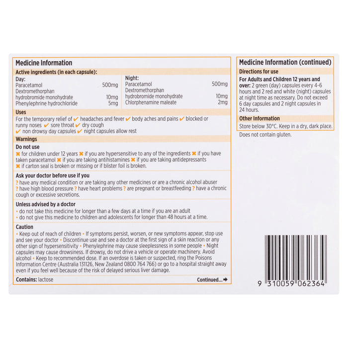 Codral PE Cold & Flu + Cough Day & Night Capsules 24