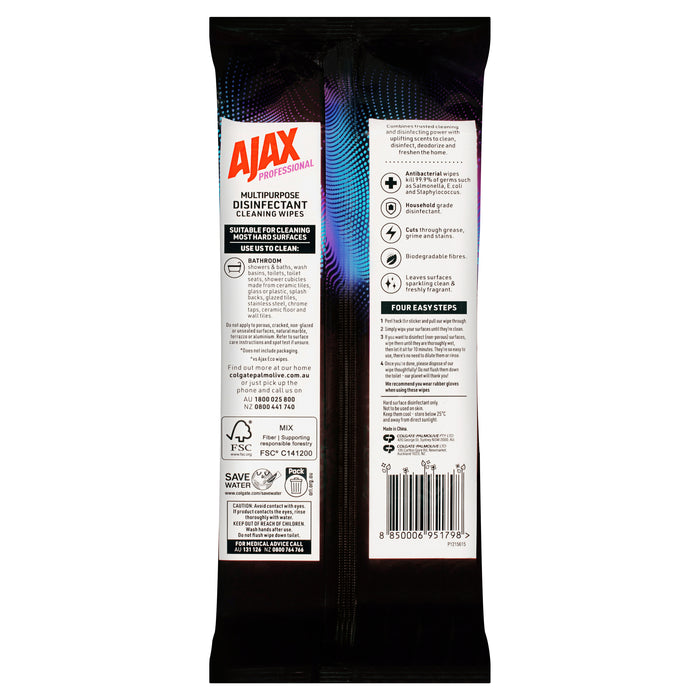 Ajax Bathroom Professional Wipes 90 Pack