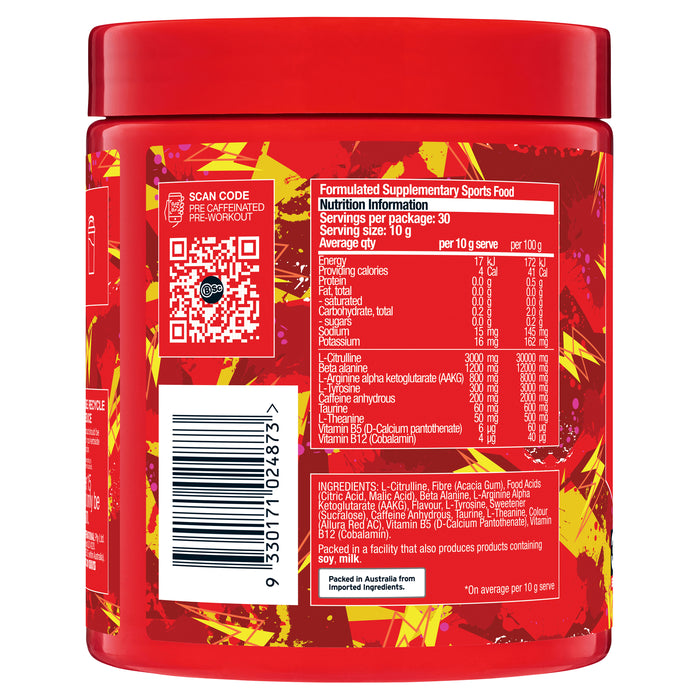BSc PRE Caffeinated Pre-Workout 300g Red Sour Snakes