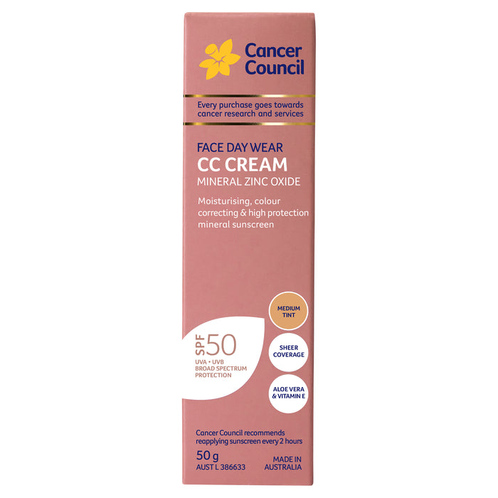 Cancer Council Face Day Wear CC Cream SPF50 Medium Tint 50g