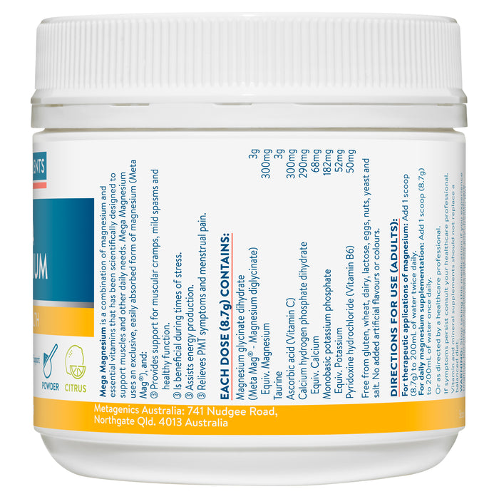Ethical Nutrients Mega Magnesium Powder Citrus 200g