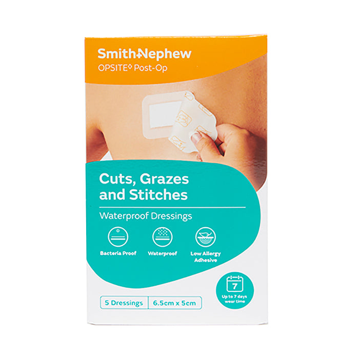 Opsite Post-Op Waterproof Dressings 6.5cm x 5cm 5 Pack.