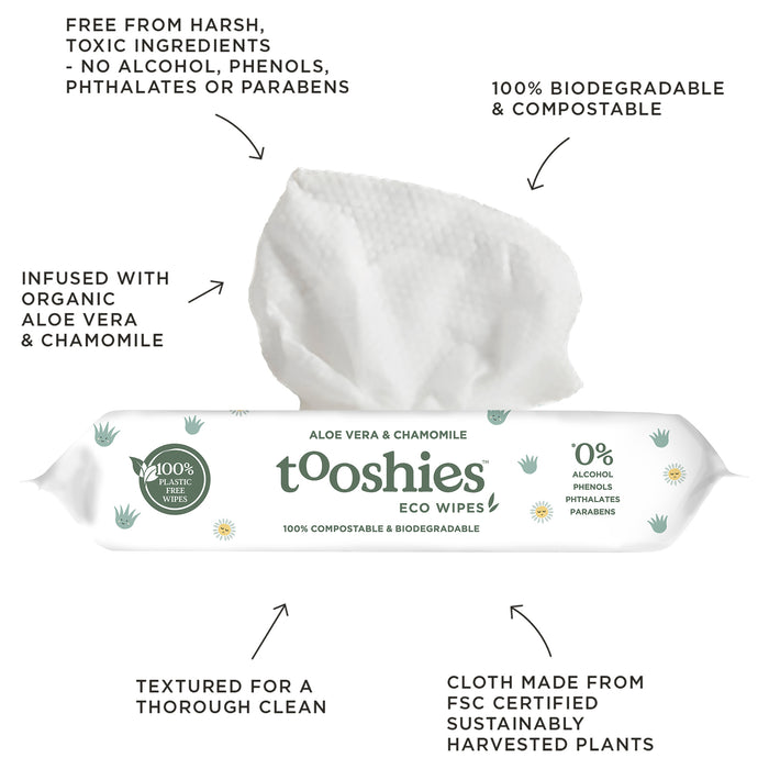 Tooshies Baby Wipes Aloe Vera & Chamomile 70 Pack