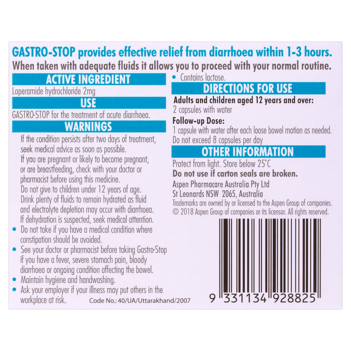 Gastro-Stop Loperamide Capsules 12.