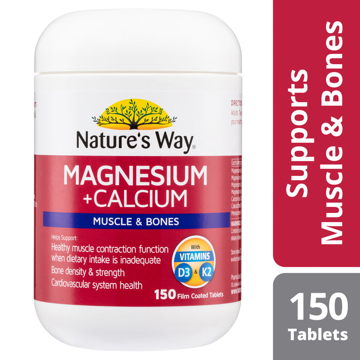 Nature's Way Magnesium + Calcium 150 Tablets.