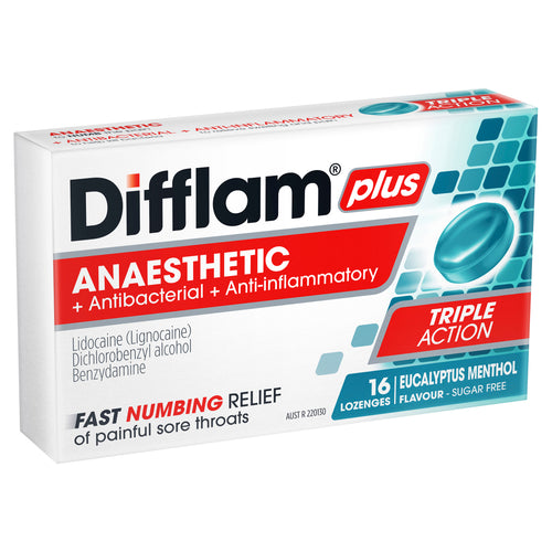 Difflam Plus Sore Throat Lozenge Plus Anaesthetic Eucalyptus & Menthol 16
