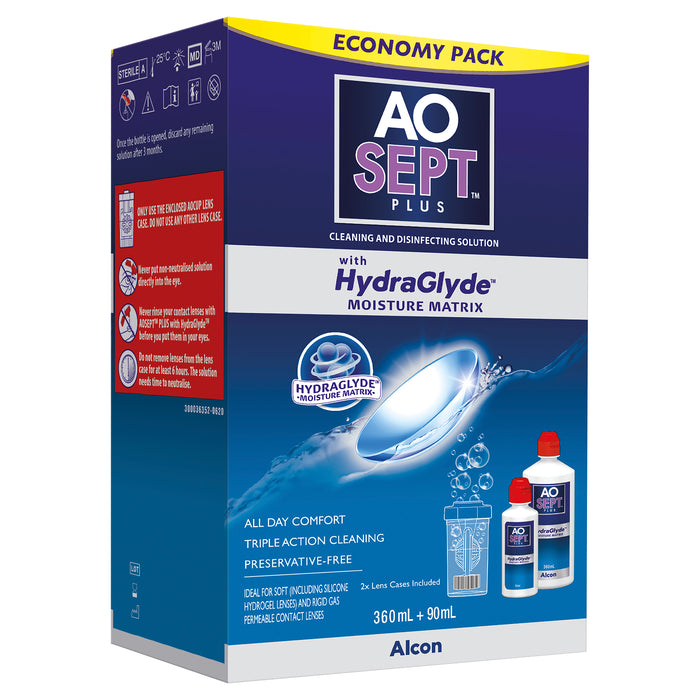 Aosept Plus with HydraGlyde Economy Pack 360ml + 90ml