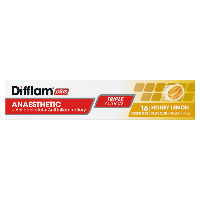 Difflam Plus Sore Throat Lozenge Plus Anaesthetic Honey & Lemon 16
