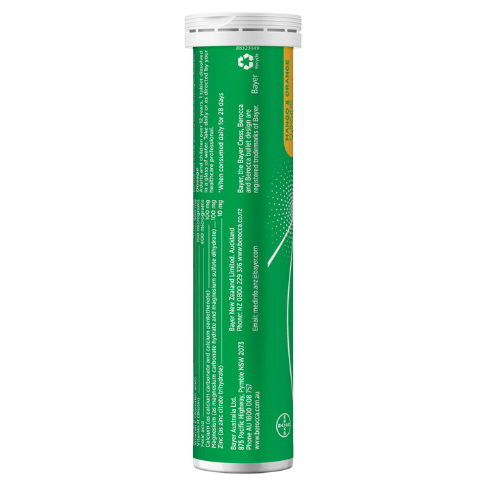Berocca Energy Mango And Orange Effervescent Tablets 15
