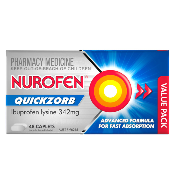 Nurofen Quickzorb Pain Relief Caplets 48 Pack.