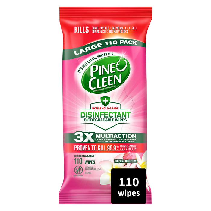 Pine O Cleen Disinfectant Biodegradable Wipes Tropical Blossom 110 Pack
