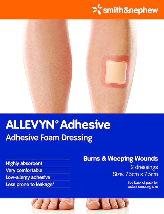 Allevyn Adhesive 7.5cm x 7.5cm 2 Pack