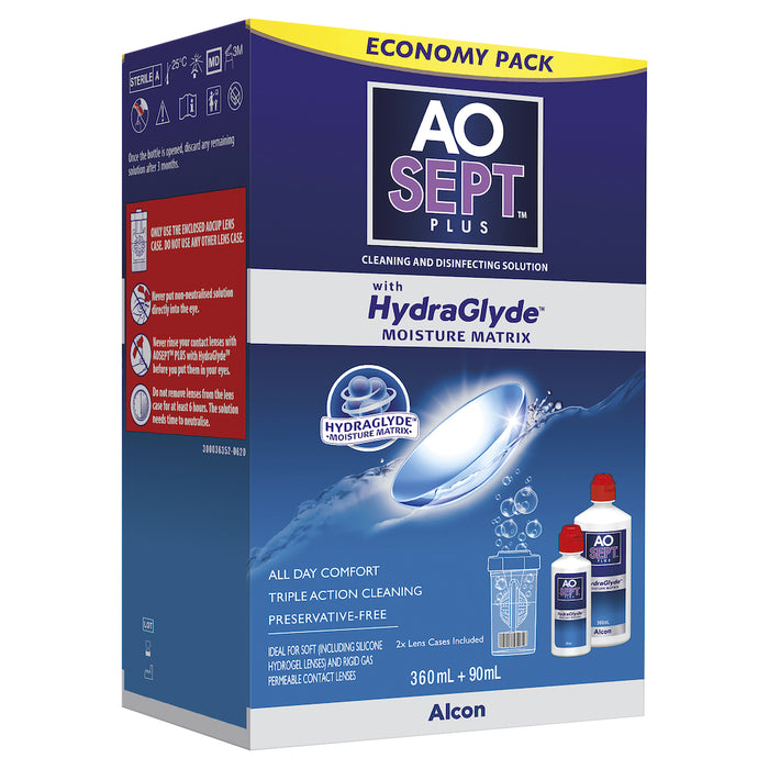 Aosept Plus with HydraGlyde Economy Pack 360ml + 90ml