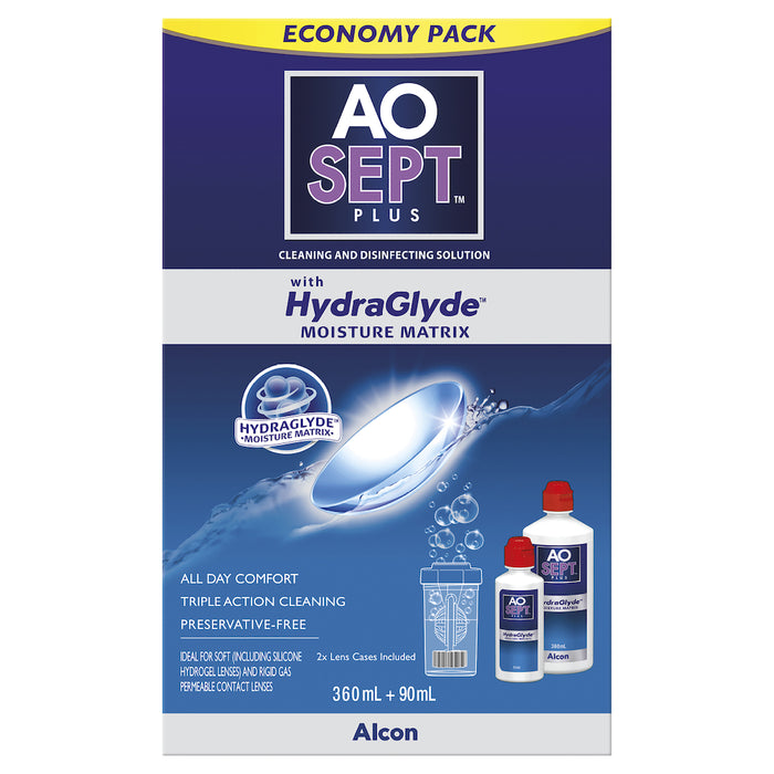 Aosept Plus with HydraGlyde Economy Pack 360ml + 90ml