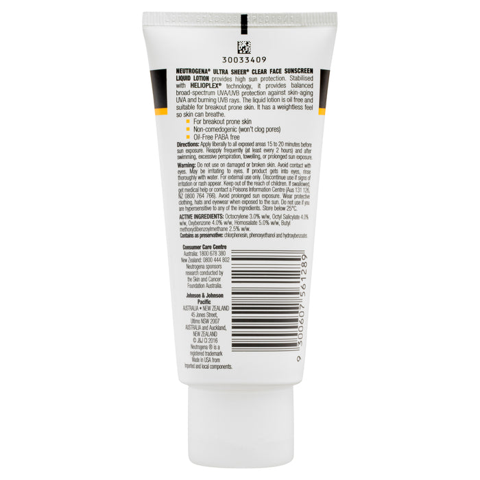 Neutrogena Ultra Sheer Clear Face Lotion SPF30 88ml.