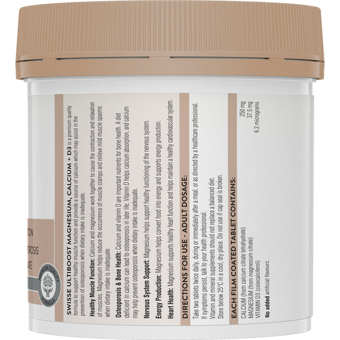 Swisse Ultiboost Magnesium Calcium + Vitamin D3 180 Tablets