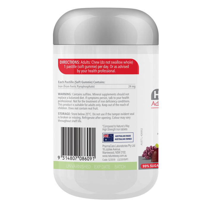 Nature's Way Adult High Strength Iron 30 Vita Gummies