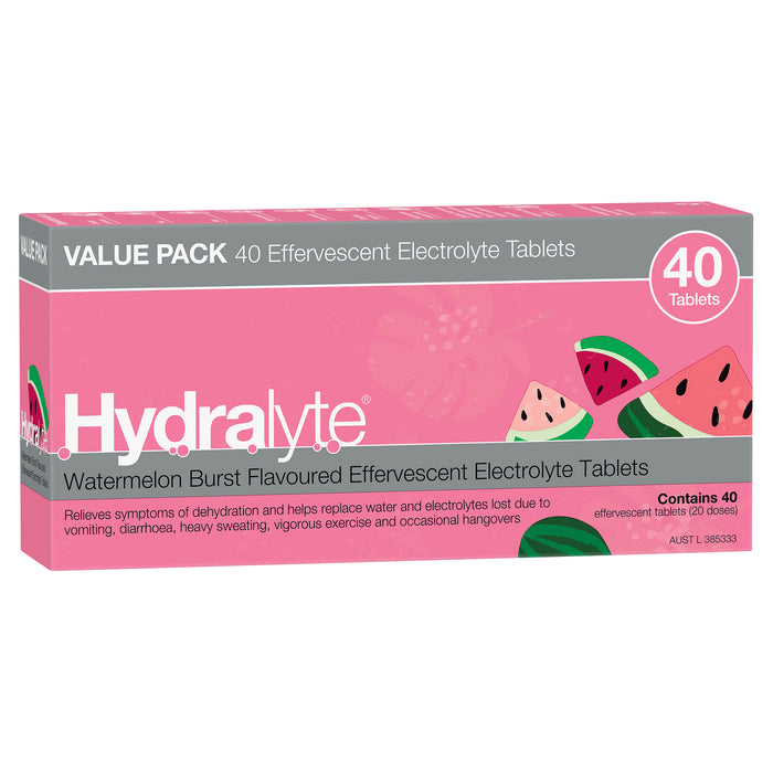 Hydralyte Effervescent Tablets Watermelon 40