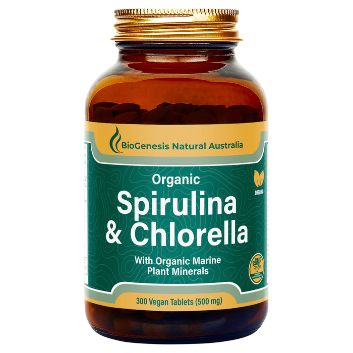 BioGenesis Australian Organic Spirulina + Chlorella + Marine Minerals 300 Tablets