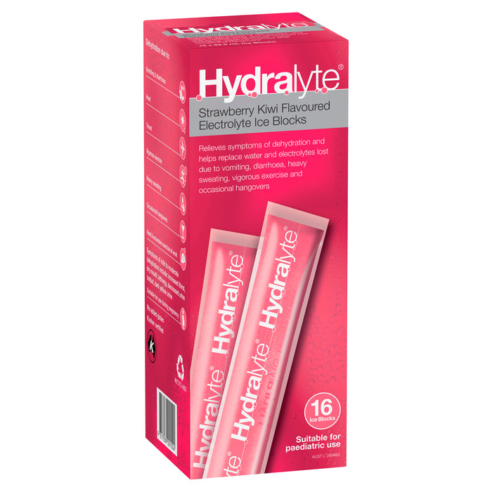 Hydralyte Rehydration Ice Blocks Strawberry Kiwi 16